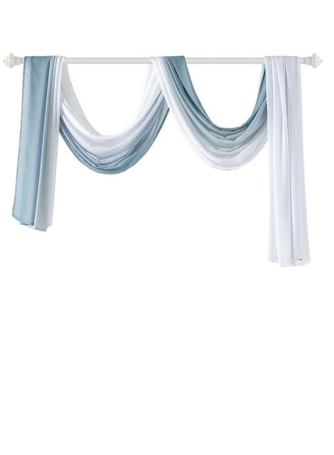 NAPEARL Ombre Window Scarf Valance, Romantic Gradient Voile Scarf Valance for Ceremony Backdrop, Wedding Arch, Kids Bedroom, Decorative Swag Curtain 144 Inches, Gray - Image 2